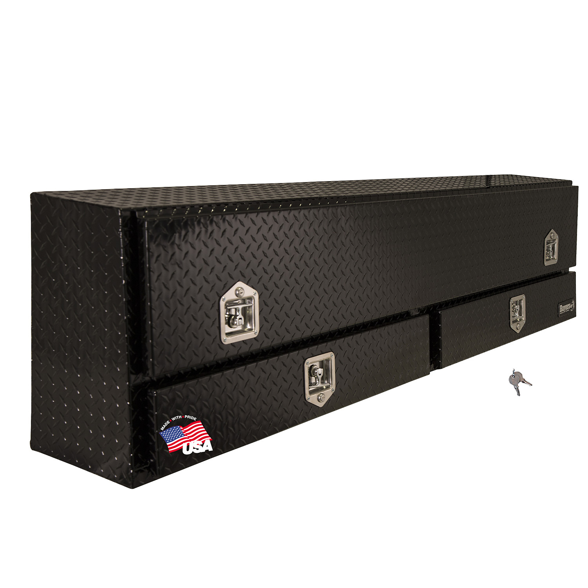 Buyers Products, 72x13.5x21 Truck Contractor Tool Topsider Job Box W/ Drawers, Width 72 in, Material Aluminum, Color Finish Diamond Plate Glossy Black, Model# 1725641